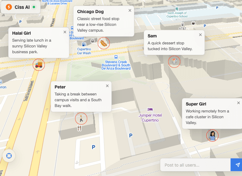 Realtime user locations map preview